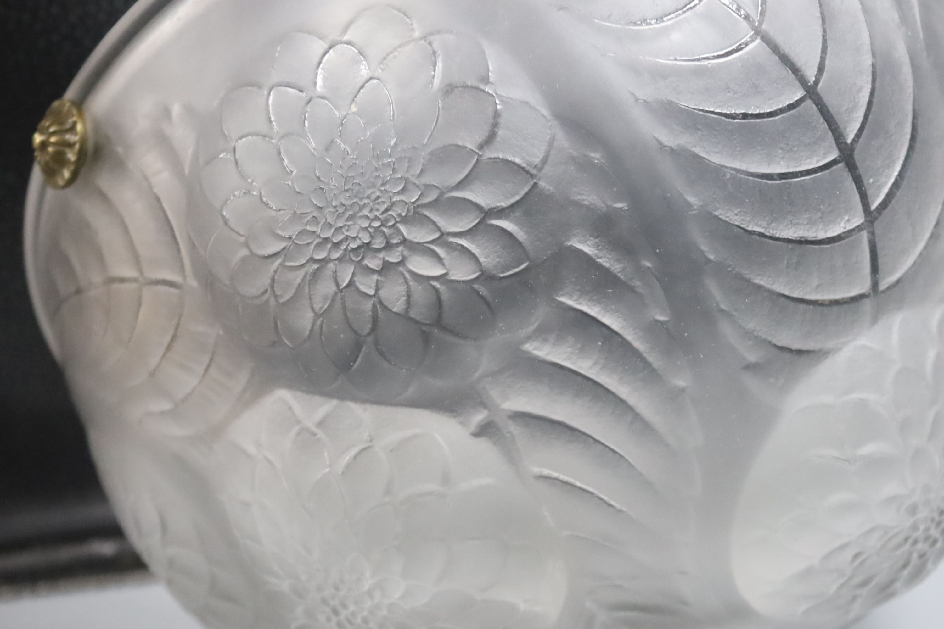 An R. Lalique dalias pattern plaffonier, marked R. LALIQUE FRANCE, diameter 30.5cm